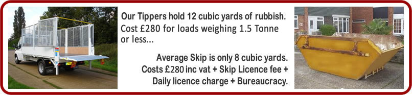compare and see how a tipper van rubbish removal service in wandsworth is cheaper than a builders skip hire with skip licence in wandsworth.